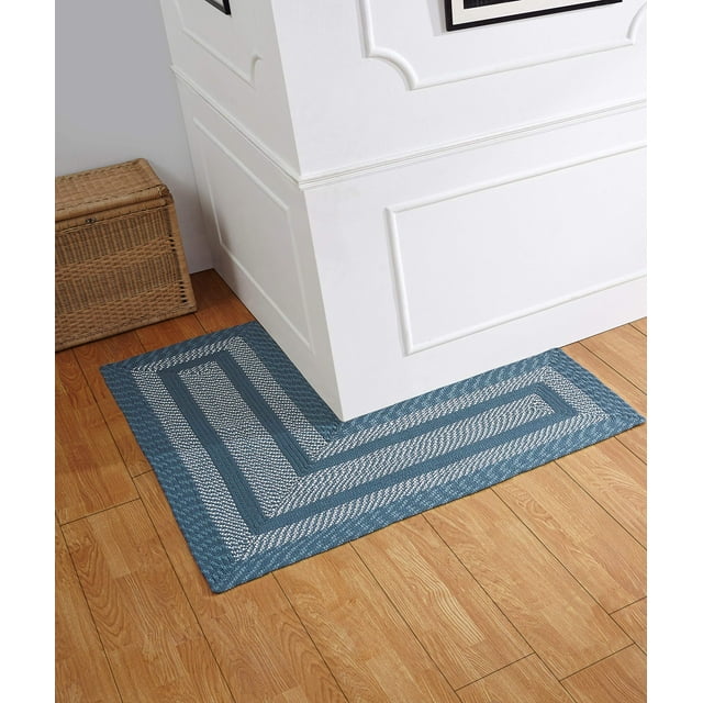 Better Trends Collection Newport Braid Durable et Résistante aux Taches Tapis Utilitaire Réversible Intérieur 100 % Polypropylène en Couleurs Vives 20 Pouces x 48 Pouces x 48 Pouces Forme en L Bleu Ardoise