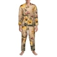 thumbnail image 3 of Naloa Vintage Floral Butterfly Collage Men’s Pajamas Set - Long Sleeve Button Down Sleep Shirt and Pajama Bottoms Sleepwear Set-Medium, 3 of 7