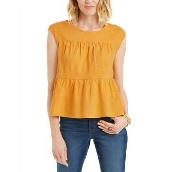 MSRP $40 Style & Co Cotton Tiered Tank Top Gold Size XS