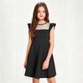 thumbnail image 5 of QIUOMBBP Flutter Sleeve Dress Short for Girls Solid Color Crewneck Dresses Fashion Summer Outdoor Clothes Black 7-8Years, 5 of 7