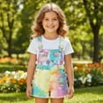 thumbnail image 6 of Peacolate 3-11T Little Girls Jumpsuit Children Bib Overalls Denim Strap Skirt Shorts Jeans Pants Colorful Tie-dye Shortalls Suspender,Tie-dye,2-3Years, 6 of 6