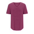 thumbnail image 6 of USSUMA Summer Tops for Women 2025 Women's Fashion Solid V-Neck Short Sleeves Casual T-Shirt Top Trendy Holiday Saving Hot Pink Polyester M, 6 of 6