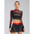 thumbnail image 7 of Aislor Womens 2 Piece Long Sleeve Cheerleading Outfits Crop Tops With Dance Skirt For Rave Dancewear Red XL, 7 of 7