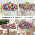 thumbnail image 7 of Colorful Rainbow Tie Dye Spiral Pattern Round Fitted Tablecloth with Elastic Edge,Dining Table Cover Waterproof,Outdoor Round Tablecloth for Camping,Dining,Indoor and Outdoor, 7 of 7