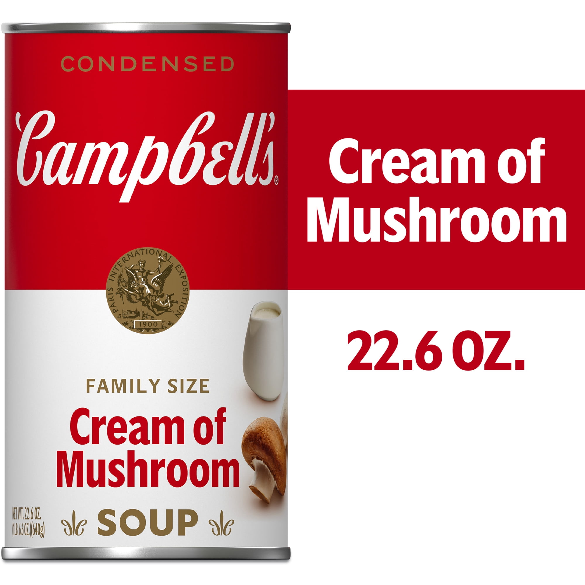 (4 pack) Campbell's Condensed Cream of Mushroom Soup, 22.6 oz Family Size Can