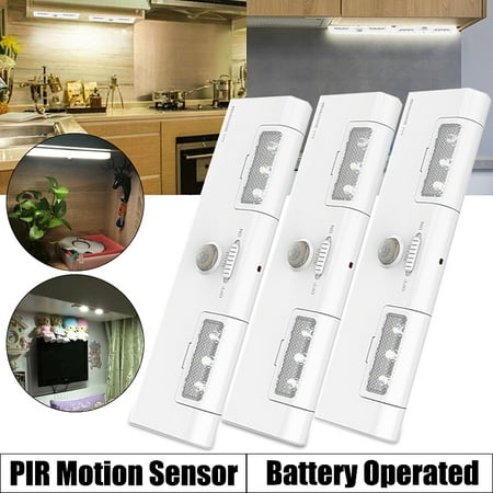 3 Pcs Under Cabinet Lights With 90 Rotation 6 Led Motion Sensor