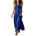 thumbnail image 2 of Womens Casual Solid Color Sleeveless Irregular Neckline Dress, 2 of 6