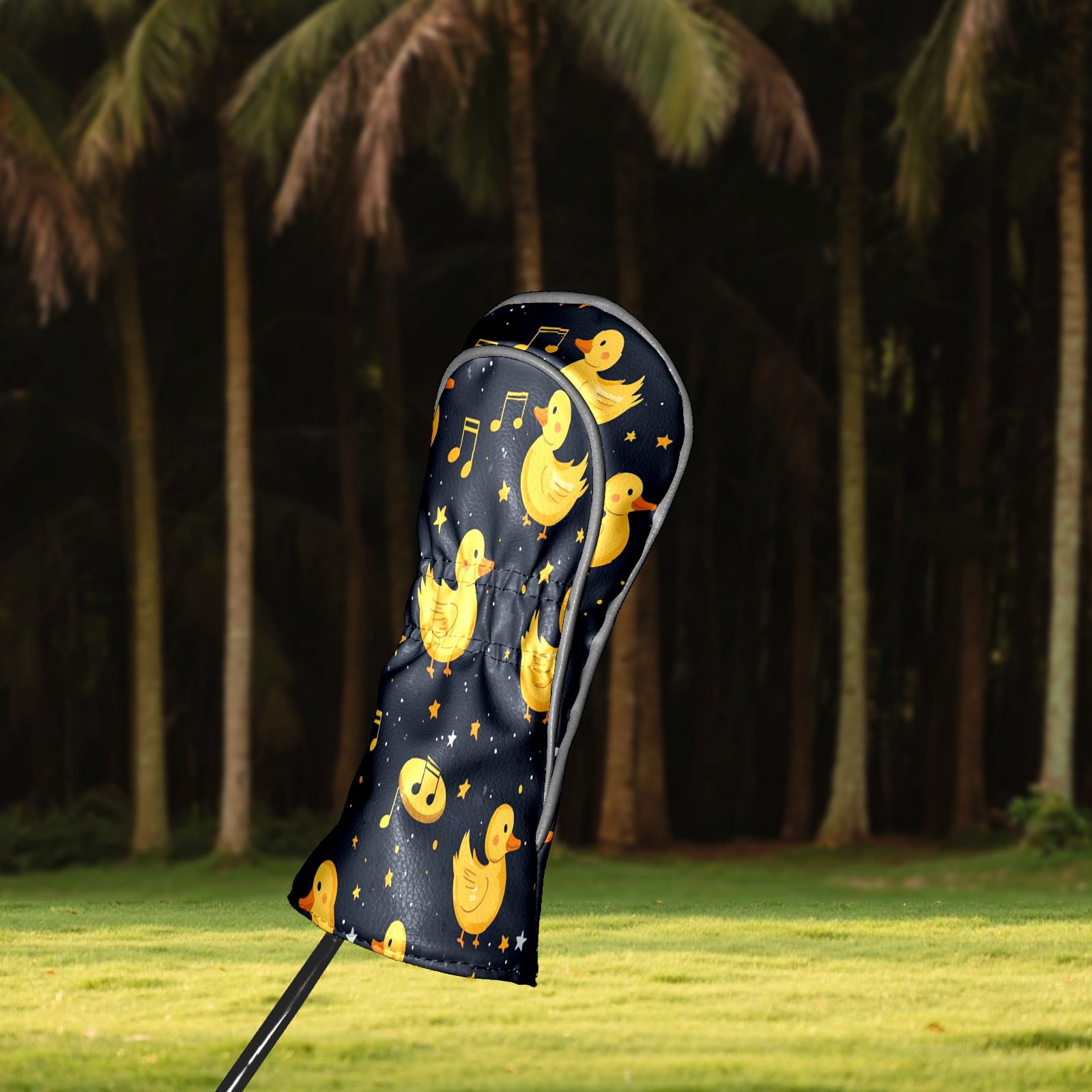 Golf Head Covers Little Yellow Duck Design for Driver, Wood & Hybrid, Premium Waterproof PU Leather with Plush Lining, Cute Animal Golf Gifts