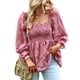thumbnail image 1 of Camisa de manga abombada,Camisa de mujer Top cuadrado de encaje camisa de cuello cuadrado grado profesional, 1 of 6