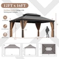 thumbnail image 7 of Devoko 12' x 16' Hardtop Gazebo Outdoor Galvanized Steel Metal Double Roof Aluminum Frame Permanent Pergolas with Netting and Curtains for Patio Backyard Garden Lawns Parties, 7 of 7