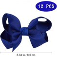 thumbnail image 2 of 12 Pcs Girls Small Ribbon Boutique Bows Clip Bow Tie Cute Colorful Snaps Hairpins (Navy Blue), 2 of 5