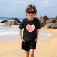 thumbnail image 2 of Girls Heart Floral T-Shirt Short Sleeve Cotton Cute Casual Top for Kids Ages 4-12 Valentine's Day Black,Size 7 T, 2 of 9
