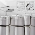 thumbnail image 2 of Rideau de Douche Anti-moisissure, Rideau de Douche Tissu Polyester Imperméable Antibactérien Lavable en Machine, Rideaux Salle de Bain Semi-Transparent avec 12 Crochets, Blanc, 2 of 5
