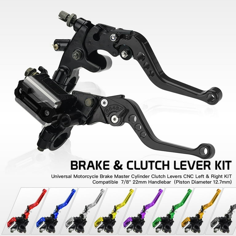Universal Motorcycle CNC Brake & Clutch Lever Set - 7/8" Handlebar, 12.7mm Piston (Red)
