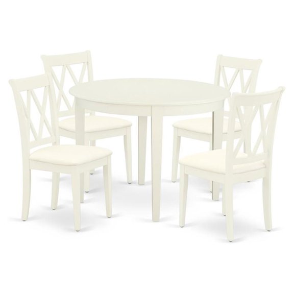 Atlin Designs 5-piece Dining Set with Fabric Chairs in Linen White