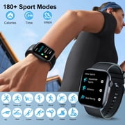Smart Watch for Men Women, 2.01 HD Touchsreen, Bluetooth Calling, IP68 Water-Resistance, 180+ Sports Modes, Health, Fitness & Sleep Tracker, Timer, Fitness Watch for Android/iOS, Black