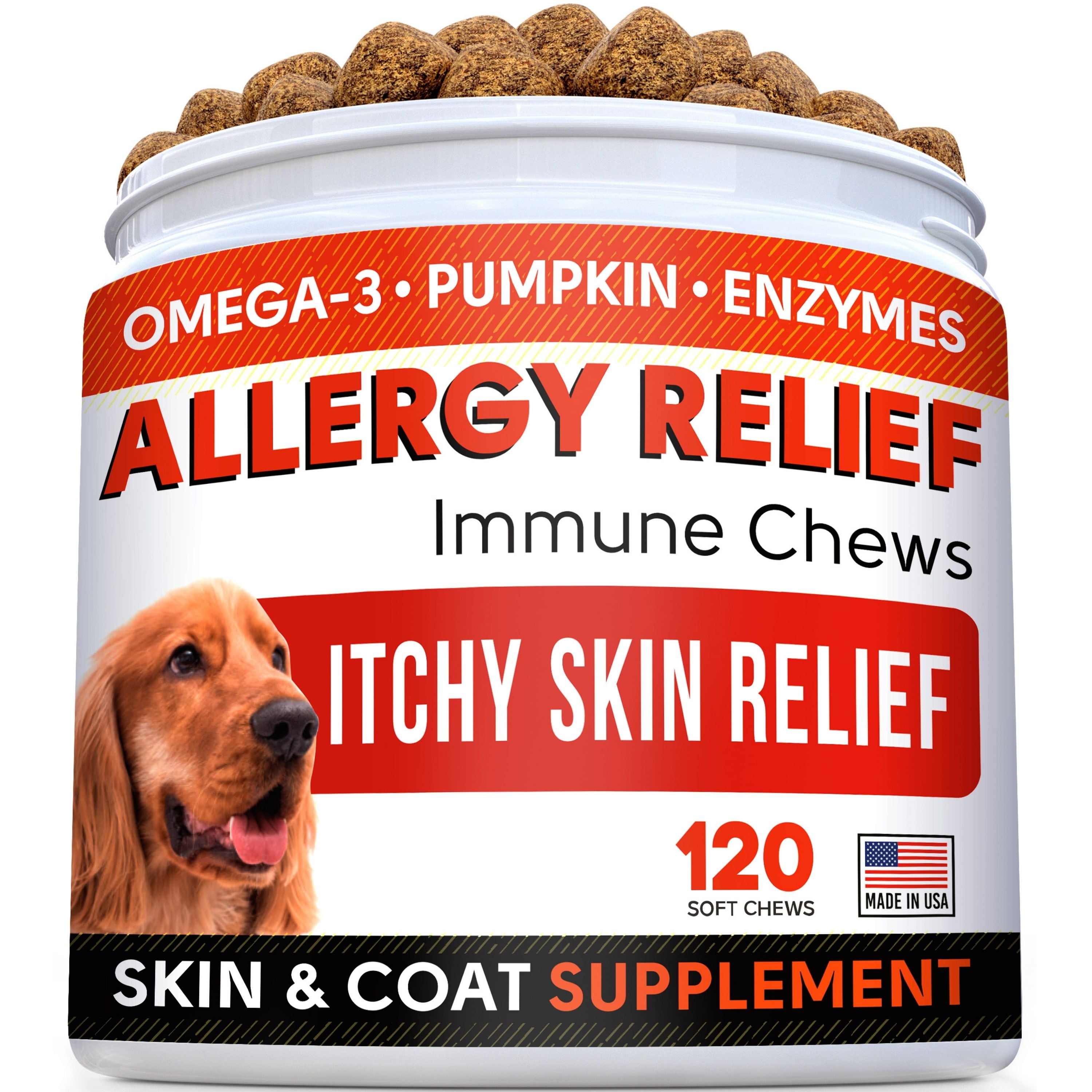 Allergy Relief Chews for Dogs with Omega 3 Itchy Skin Relief Immune 