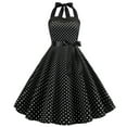 thumbnail image 2 of Dresses for Women 2023 Sleeveless Halter Neck Vintage Maxi Dress Polka Dots Elegant A-Line Prom Dress Formal Bandage Big Swing Fashion Cocktail Dress（Black,2XL）, 2 of 6