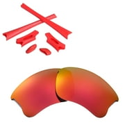 Walleva Fire Red Replacement Lenses And Red Rubber Kit for Oakley Flak Jacket XLJ Sunglasses