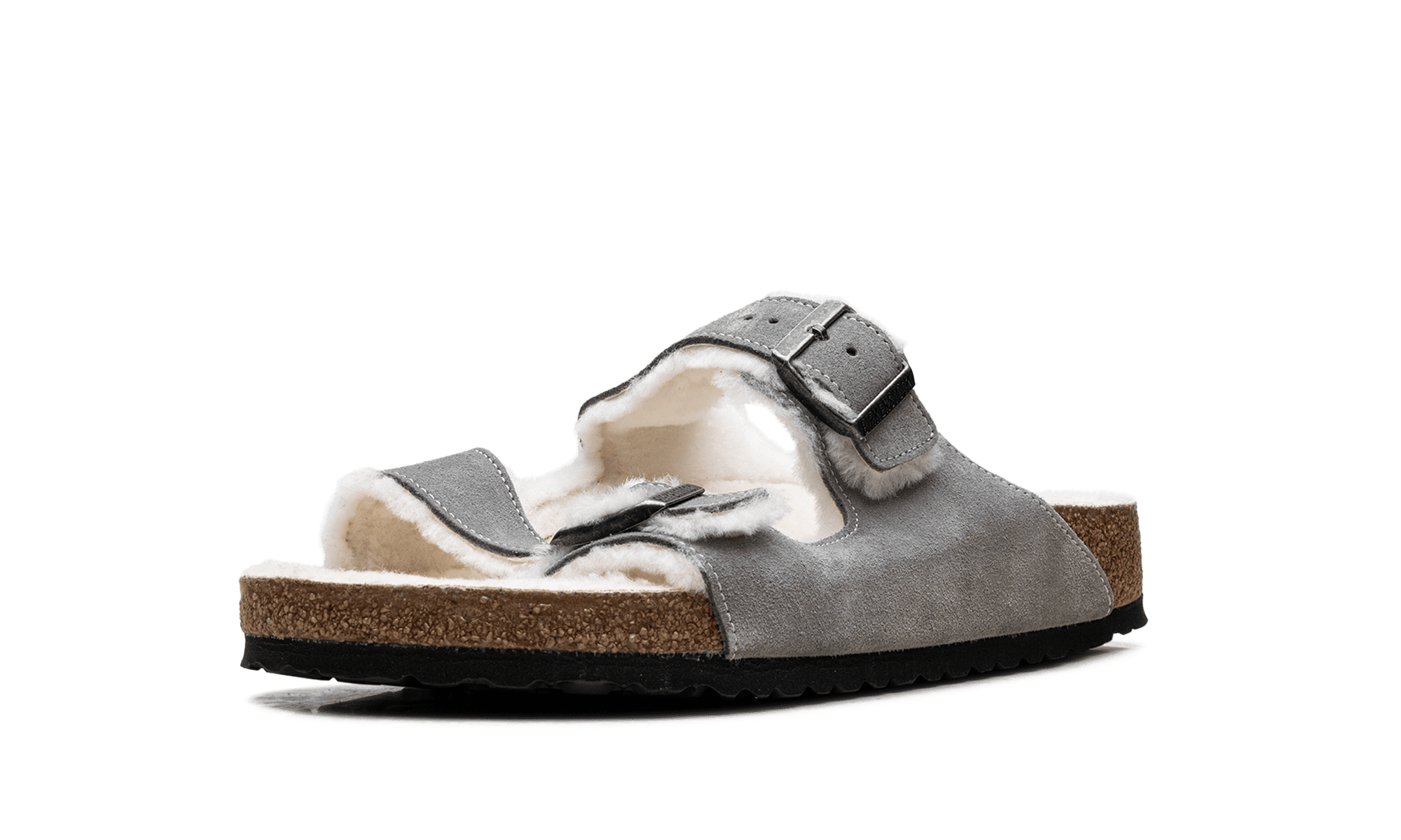 BIRKENSTOCK MENS Arizona Shearling "Stone Coin - Wide Fit" 1017402 Stone Coin 1017402 Stone Coin from Stadium Goods