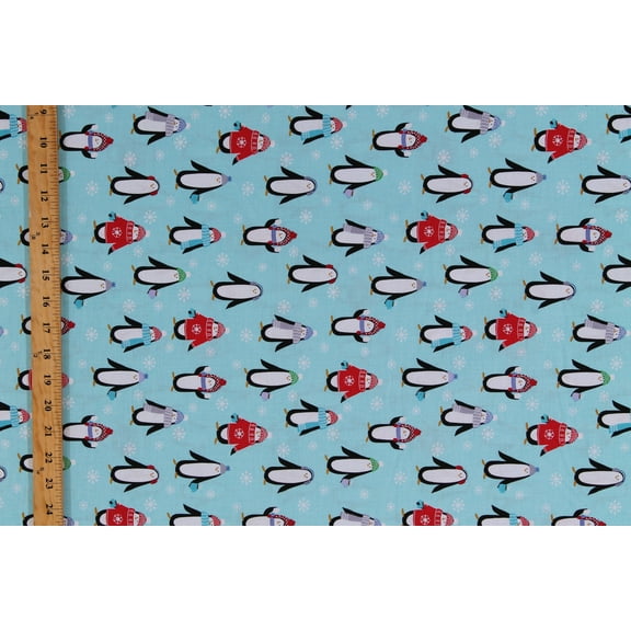 Cotton Penguins Winter Gear Hot Coco Penguin Pals Cotton Fabric Print by the Yard (09870-05)