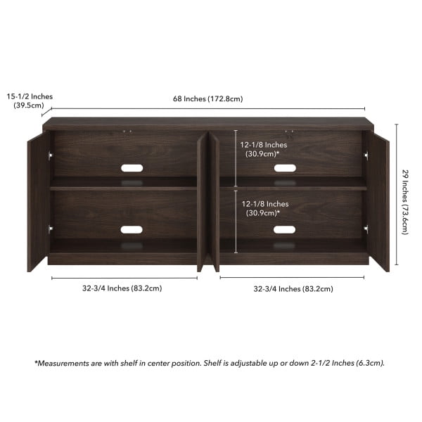 Evelyn&Zoe Modern/Contemporary 68" Wide Alder Brown Buffet Table