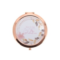 Unique Bargains 1 Pc Convenient Makeup Mirror for Travel Vacation Rose Gold Tone Metal Glass