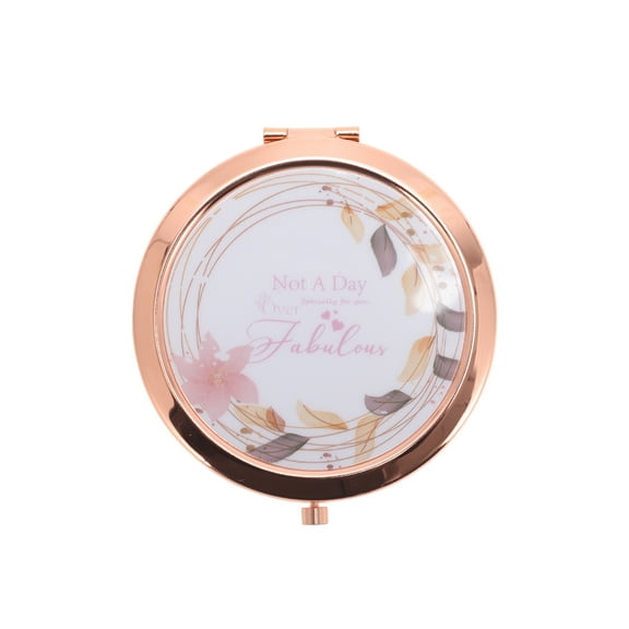 Unique Bargains 1 Pc Convenient Makeup Mirror for Travel Vacation Rose Gold Tone Metal Glass