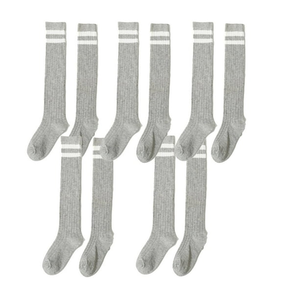 AUQ 5Pcs Kids Socks,High-Stretch Cuff Design Girls Socks,Seamless Construction for Comfort Cute Socks,Black