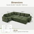 thumbnail image 2 of Marrber 106" U-Shaped Sectional Sleeper Sofa, 7-Seater Modular with Pull-Out Bed & Hidden Storage, Pet-Friendly Corduroy Fabric, Green, 2 of 9