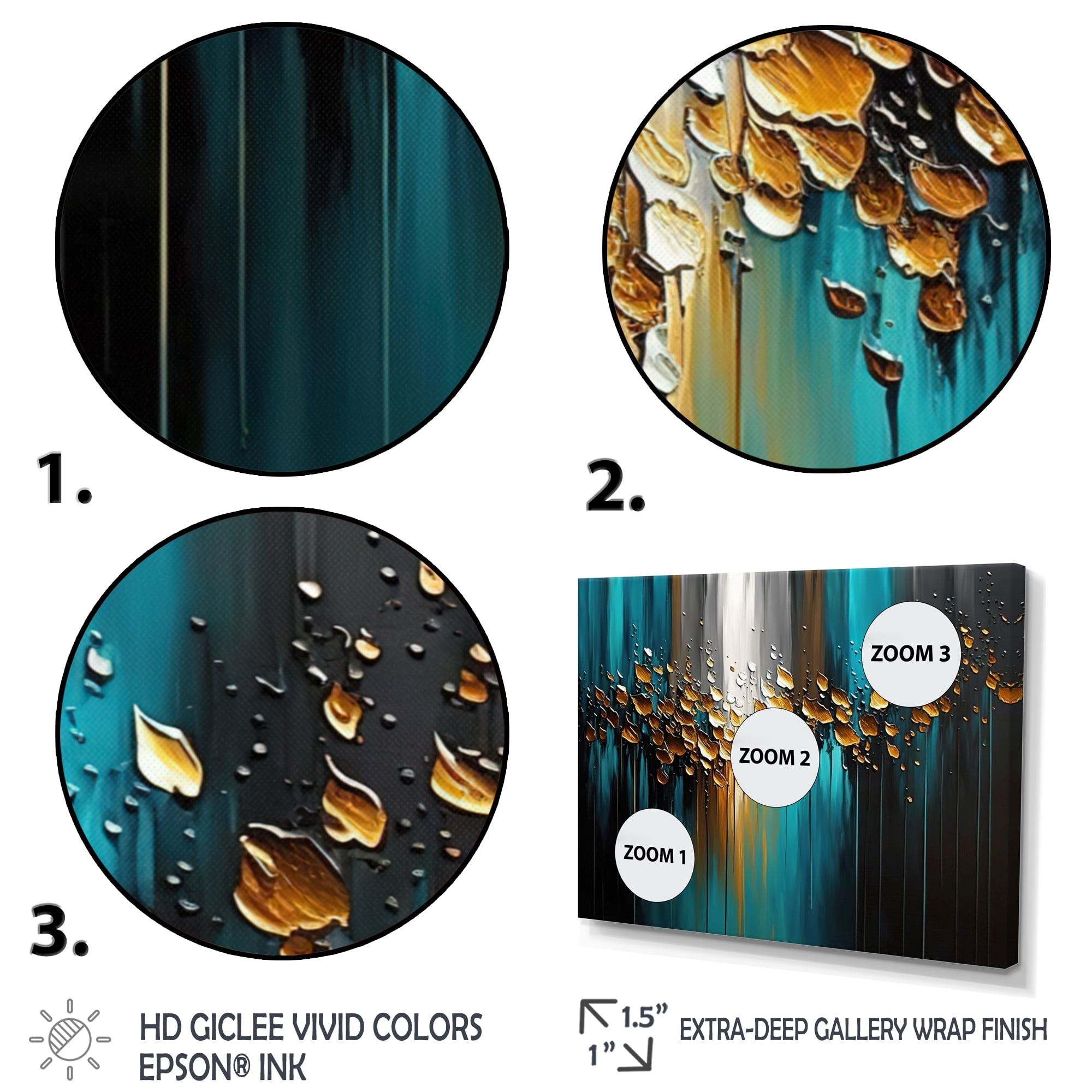 Designart Abstract Geometric Green And Gold Canvas Wall Art
