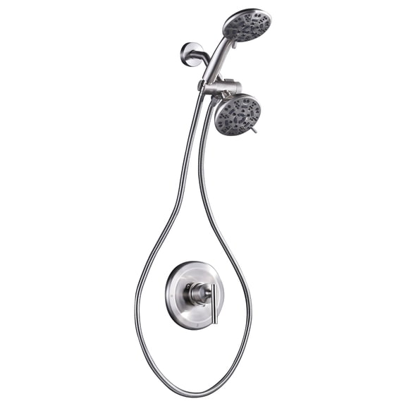 Wowow Single-Handle 7 -Spray Shower Faucet 1.8 GPM with Dual Shower Adjustable Heads in Brushed Nickel (Valve Included)