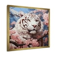 thumbnail image 2 of Designart "White Tiger with Pink Florals III" Animals Framed Wall Art Decor - Modern White Tiger Hallway Framed Wall Art Decor, 2 of 6
