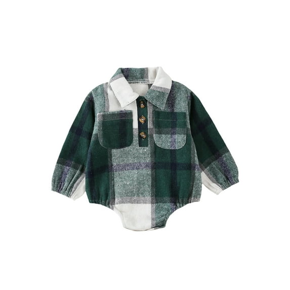hirigin Baby Boy Gentleman Jumpsuit Casual Long Sleeve Plaid Shirt Romper with Pockets for Infant Toddler