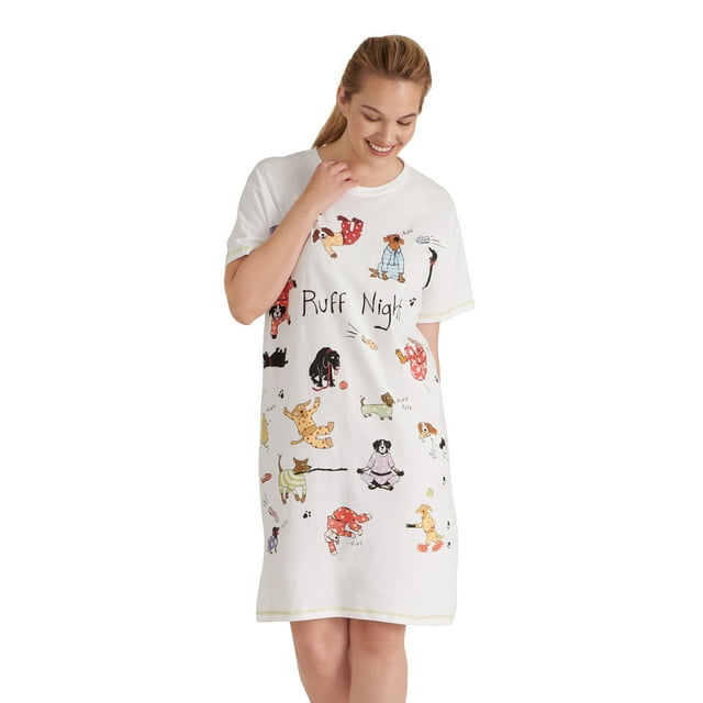 Little Blue House Women's LBH Ruff Night Ladies Sleepshirt, White, One Size