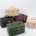 thumbnail image 2 of 2024 Portable Handheld Travel Washroom Storage Bag Fashionable Large Capacity Handheld Leather Makeup Bag (pink), 2 of 7