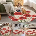thumbnail image 5 of Red Poppy Round Area Rug 4Ft Washable Circle Rugs for Bedroom Dining Room, Spring Summer Farmhouse Flowers Rustic Burlap Non-Slip Carpet Floor Mats Indoor Outdoor Carpet Runner Aesthetic Home Decor, 5 of 8
