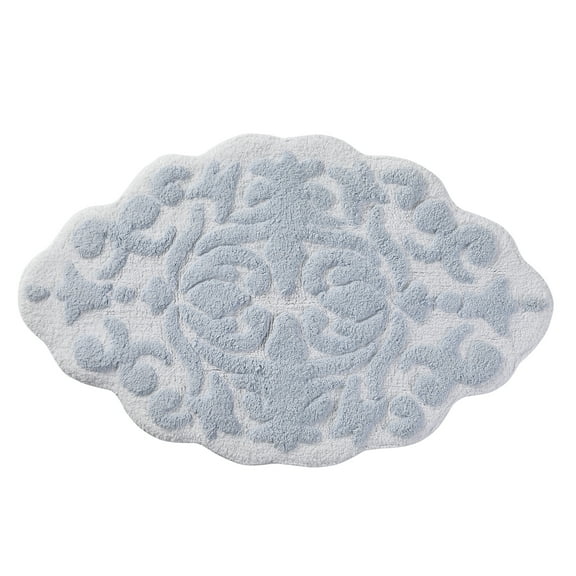 My Texas House Mallory Blue Medallion Cotton Tufted Bath Rug, 20" x 32"