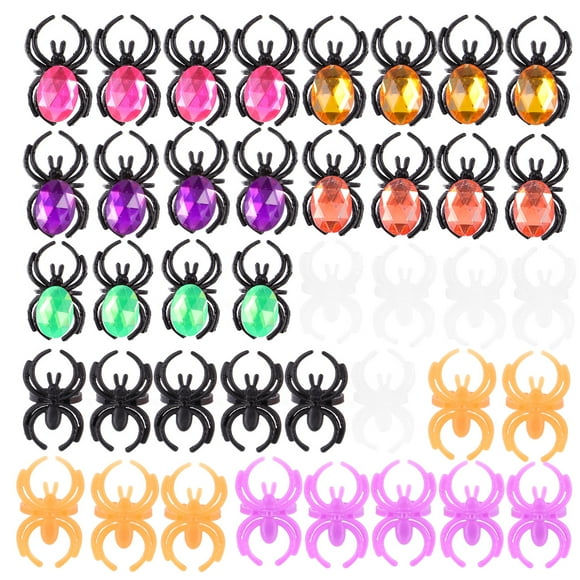 50pcs Anillos de araña de Halloween Anillos de Halloween Favores de fiesta Anillos de plástico