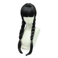 thumbnail image 1 of Pelo largo negro con trenzas, peluca con flequillo, peluca trenzada de cola de caballo negra, peluca trenzada de cosplay para mujeres y niñas para fiesta, 1 of 4