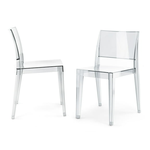 WRGHOME Palermo Modern Outdoor/Indoor Plastic Resin Stacking Patio Dining Chairs (Set of 2) - CLEAR