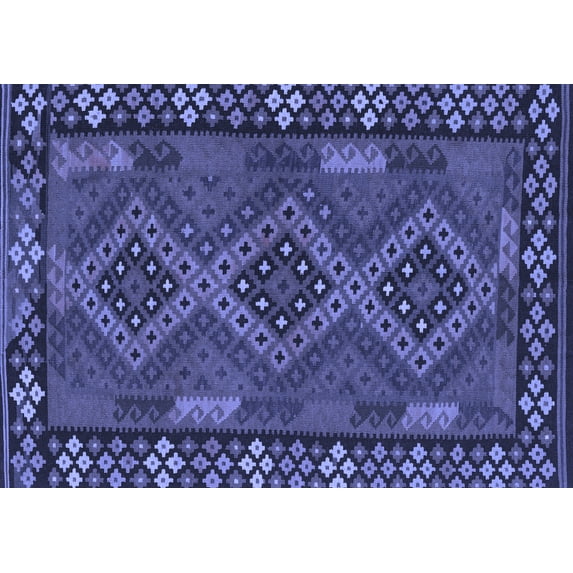 Ahgly Company Machine Washable Indoor Rectangle Southwestern Blue Country Area Rugs, 5' x 8'