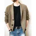 thumbnail image 1 of CEHVOM Men's Solid Color Lapel Long-sleeved Single-breasted Sweater Coat, 1 of 4