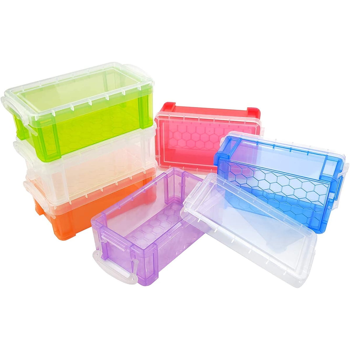 YANSION 6 Pack Small Plastic Box, 5.3x2.3x1.5 Stackable Mini Plastic  Storage Box with Lid, Clear Plastic Organizer Container for Jewelry Beads  Small Crafts Items Accessories 
