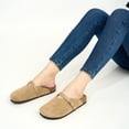 thumbnail image 6 of Ecetana Womens Suede Mules Cork Footbed Sandals Casual Slip On Clogs with Adjustable Belt Buckle, 6 of 7