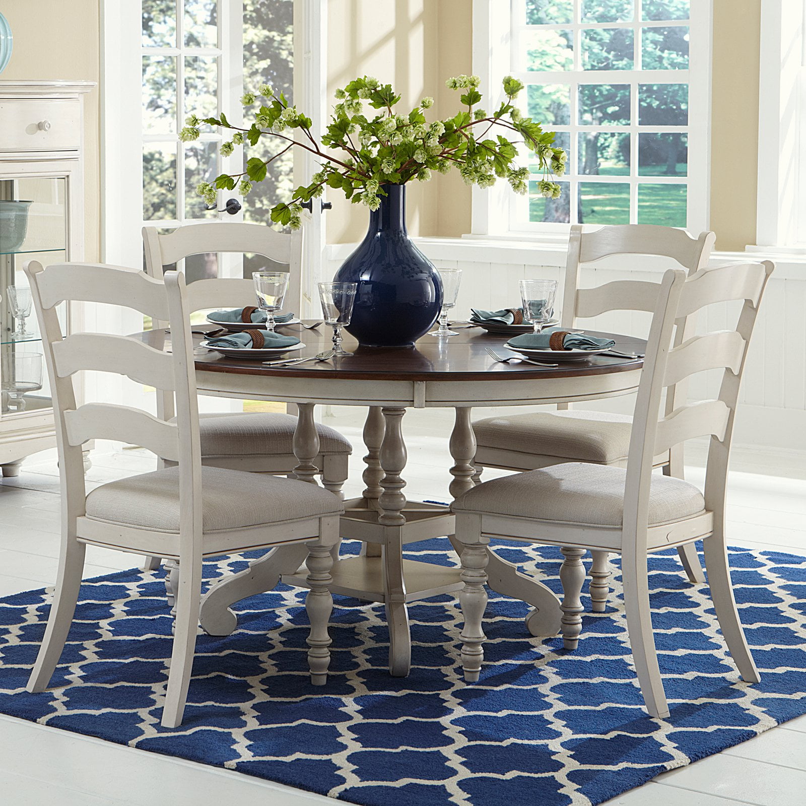 Hilale Furniture Pine Island 5 Piece Round Dining Set With Ladder Hilale Furniture Pine Island 5 Piece Round Dining Set With Ladder Back Chairs Com