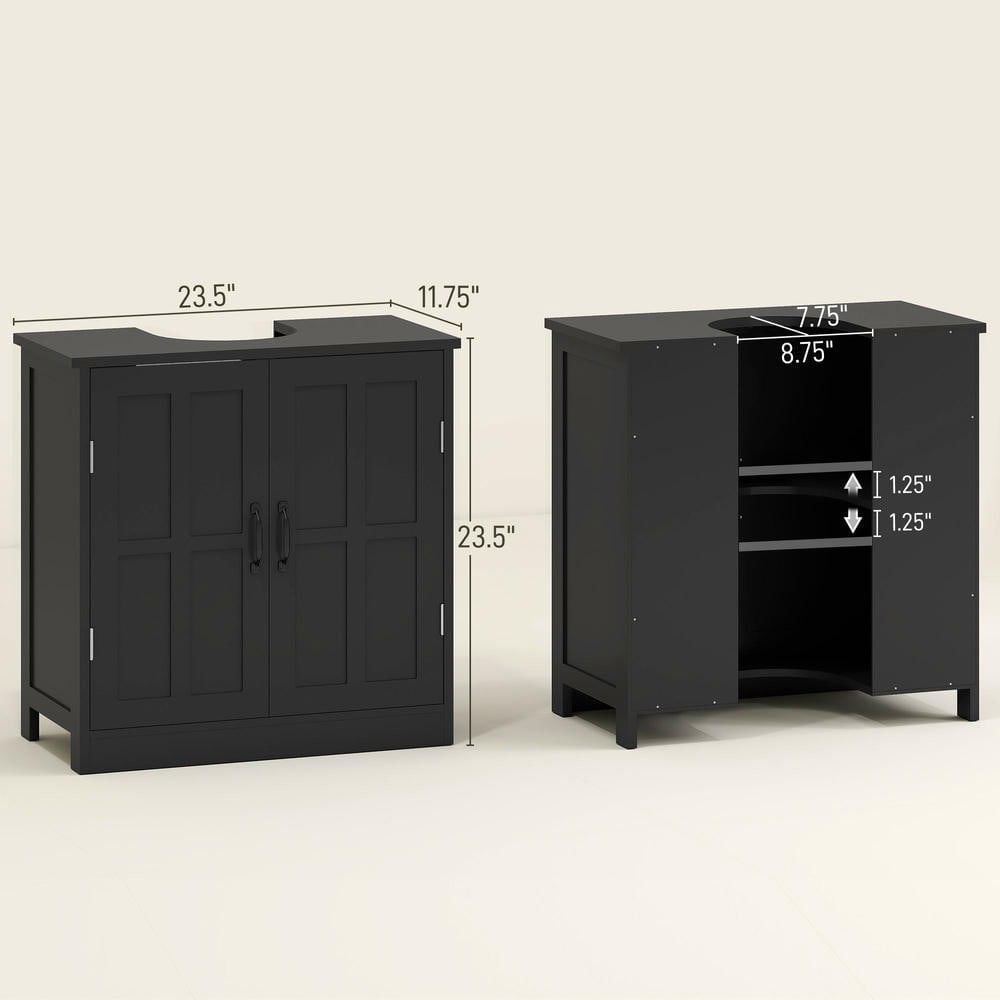 Resenkos Bathroom Sink Cabinet, Pedestal Sink Cabinet with Adjustable Shelf, Black(sink not included)