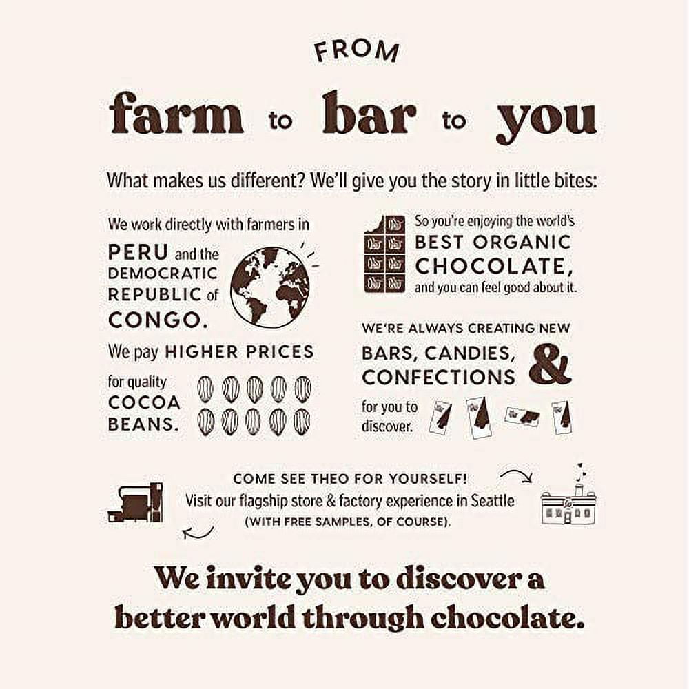 Theo Chocolate Organic 70% Dark Chocolate Bar Cherry & Almond 3 oz Pack of 4