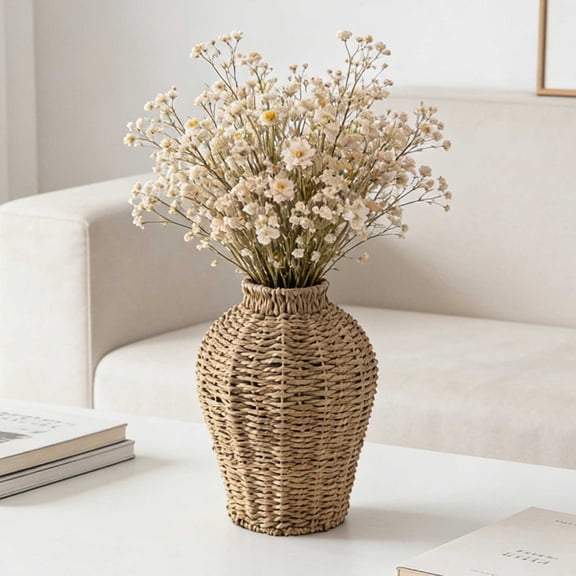 Woven Flower Vase Decor, Minimalist Design Dry Flower Display Durable Lightweight Modern Boho Tabletop, Living Room Bedroom OfficesGo