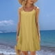 thumbnail image 2 of Mini vestido camisola sin mangas y sin espalda para mujer, para la playa, de poliéster, con volantes en el dobladillo, para cubrir el bikini, para llevar en vacaciones y en fiestas en la piscina., 2 of 8